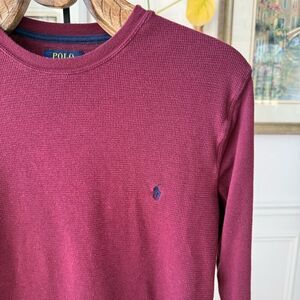 Polo Ralph Lauren Burgundy Lightweight Thermal Long Sleeve Shirt M